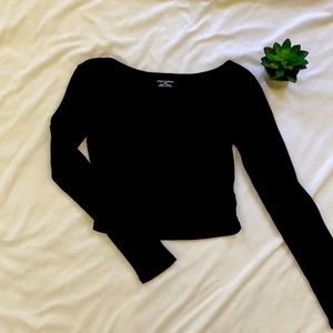Urban outfitters basic black long sleeve crop top
